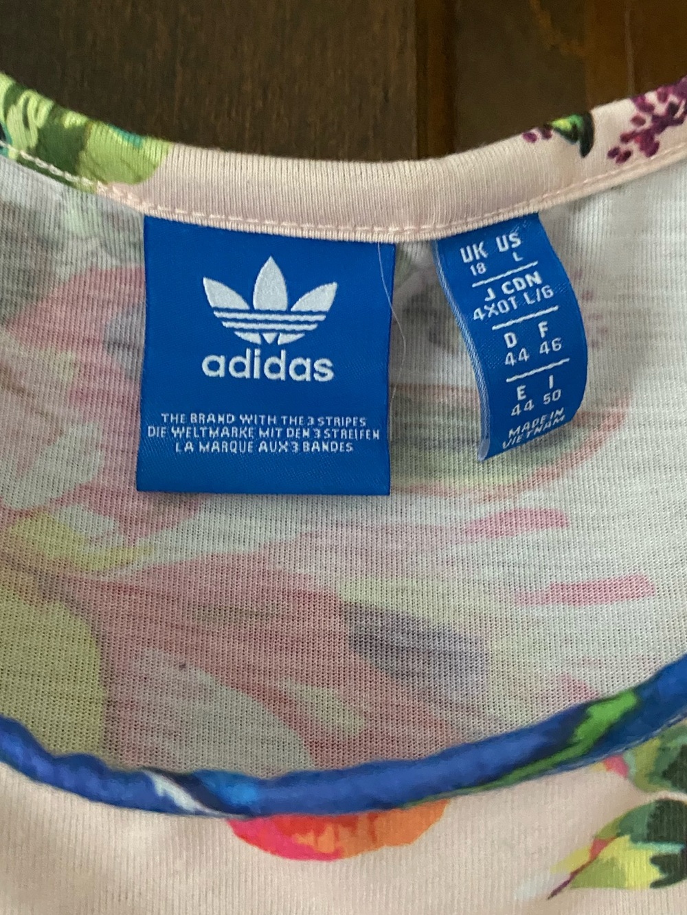 adidas Floral Trefoil Crop Tank - Pink, Blue, Green - Picture 2 of 2
